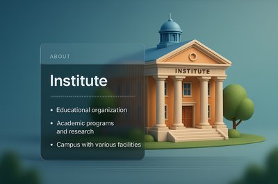 3D Institute Web Page Design with Transparent Elements