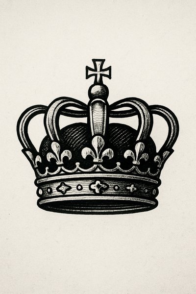 Illustration of a Vintage Crown with Detailed Ornamentation