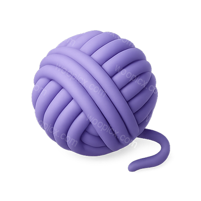 Stylized Purple Yarn Ball in 3D Design