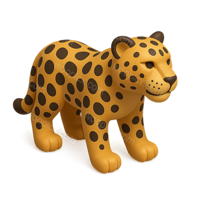 Stylized 3D Jaguar Icon with Spots