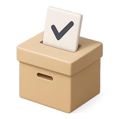 3D Render of a Voting Box with Checkmark