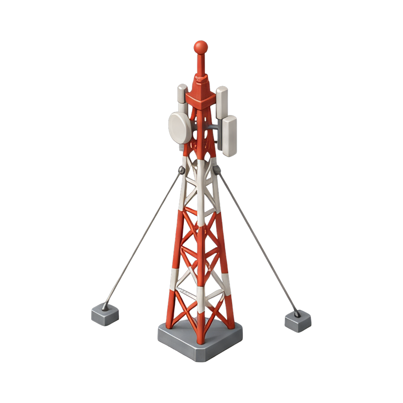 radio mast with guy wires