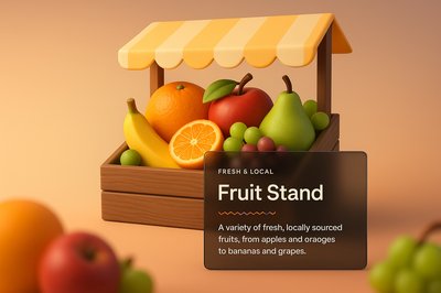 Colorful 3D Fruit Stand with Fresh Produce Display