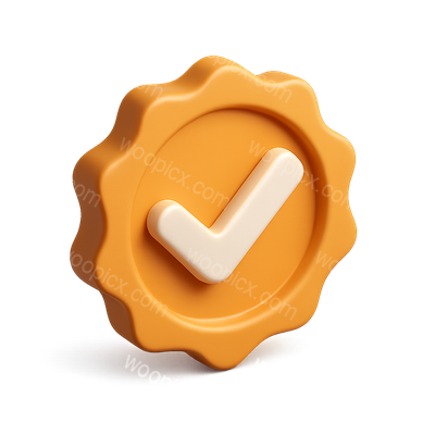 Stylish 3D Checkmark Badge Icon on Transparent Background