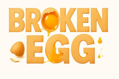 Creative Typography Design Featuring Broken Egg Concept