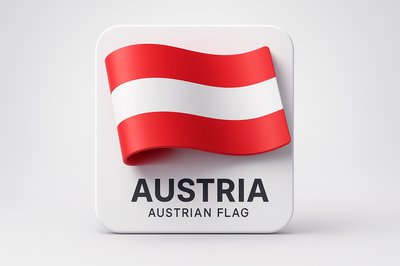 3D Representation of the Austrian Flag with Text
