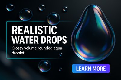 Realistic Water Drop Graphic with Glossy Finish