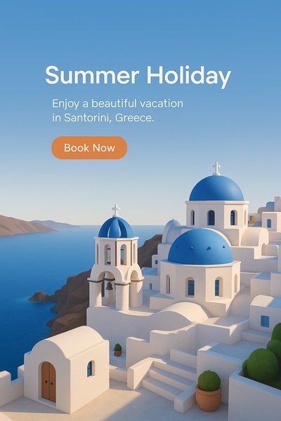 Stunning 3D Santorini Vacation Illustration