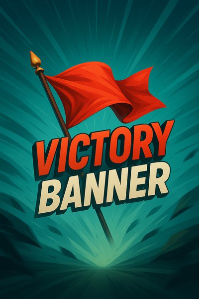 Dynamic Victory Banner with Bold Typography