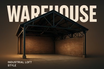 Dramatic Industrial Warehouse Interior in 3D Style