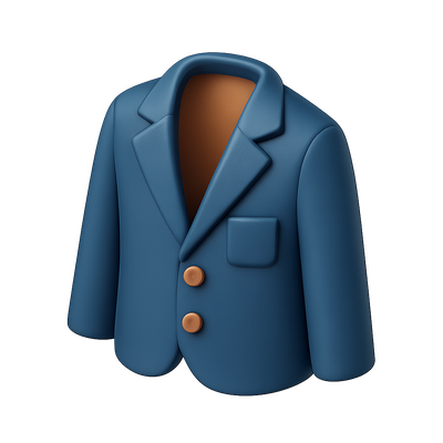 Stylized 3D Blazer Icon with Isometric View