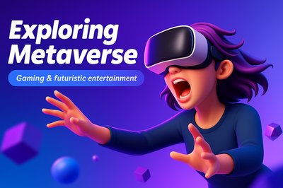 Amazed Young Woman in VR Headset Exploring the Metaverse