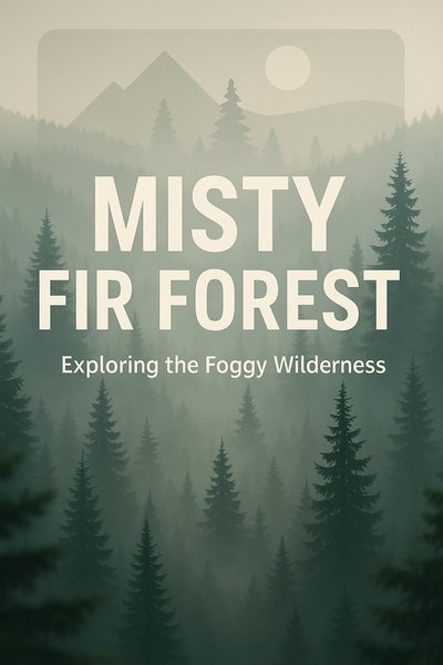 Misty Fir Forest Landscape with Text Overlay