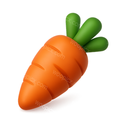 3D Carrot Icon with Volumetric Effect