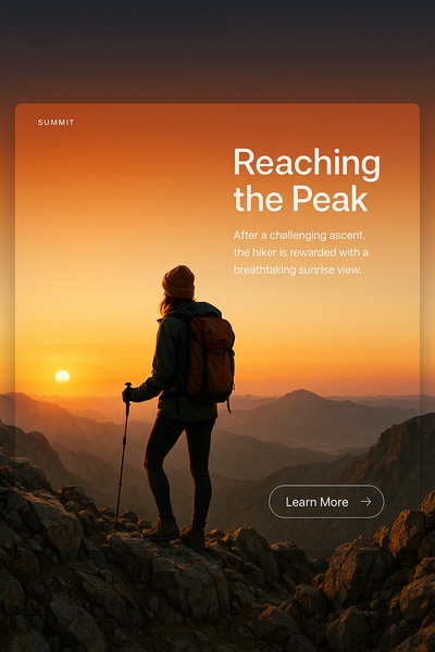 Female Hiker at Sunrise Summit with Scenic View