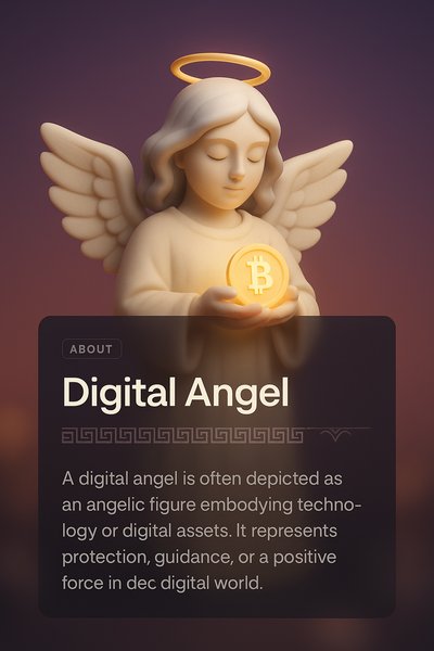 Digital Angel Holding a Glowing Coin in 3D Illustration
