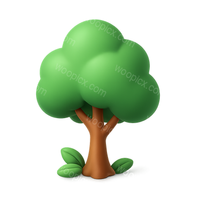 Stylized 3D Beech Tree Icon in Isometric View