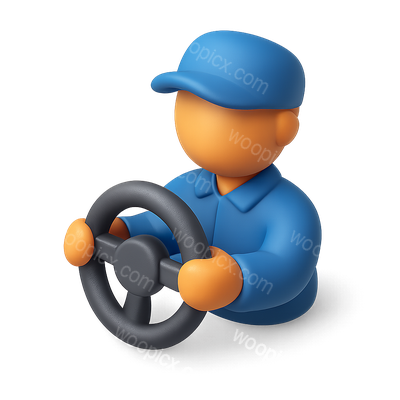 3D Driver Icon in Isometric View with Transparent Background