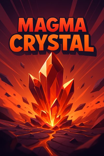 Dynamic Magma Crystal Illustration with Bold Title