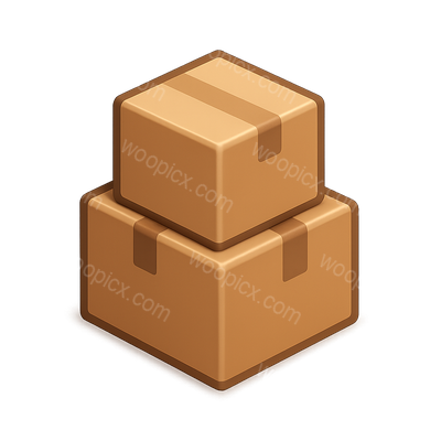 3D Isometric Stacked Boxes Icon with Volumetric Feel