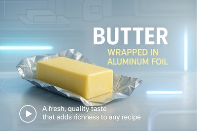 Product Presentation of Butter Wrapped in Aluminum Foil