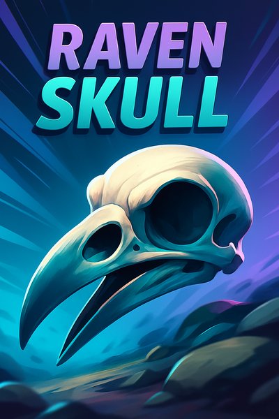 Dynamic Raven Skull with Vibrant Colors and Depth