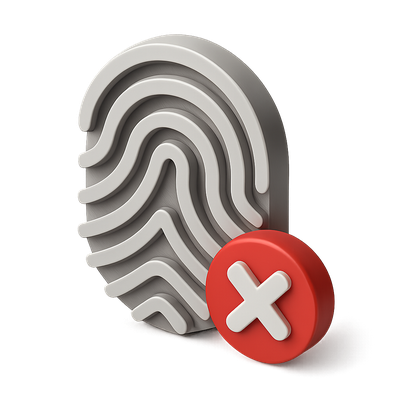3D Crossed Fingerprint Icon with Isometric Design