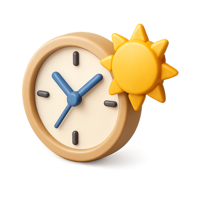 3D Sun Clock Icon with Volumetric Design