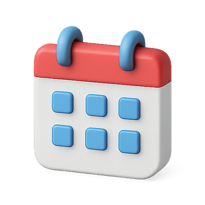 3D Calendar Icon with Colorful Design