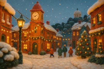 Felted Winter Scene in Greenwich, London