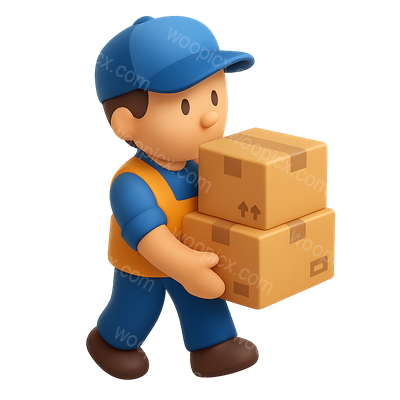 3D Stock Clerk Icon Carrying Boxes in Isometric View