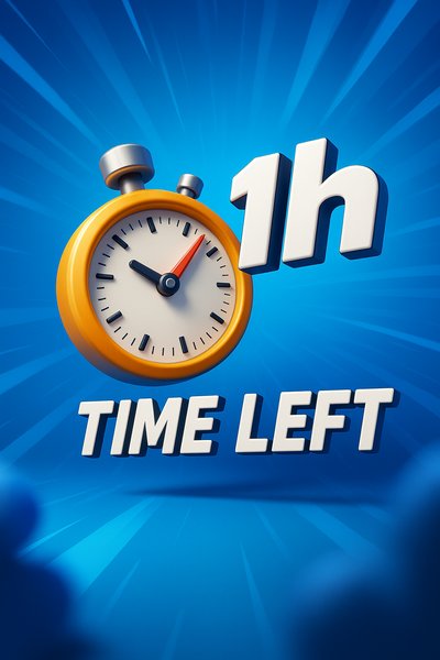 Colorful Timer Graphic Indicating One Hour Remaining