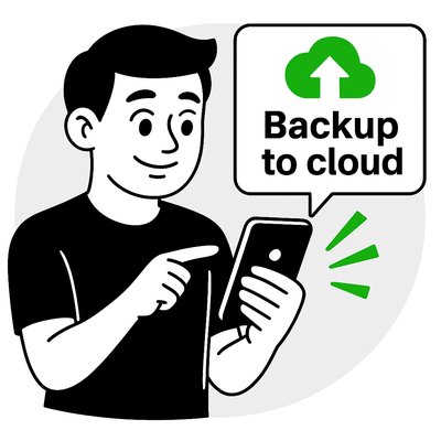 Illustration of Cloud Backup Concept with User Interaction
