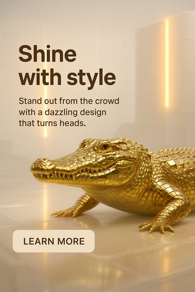 Stylish Golden Crocodile Design Advertisement