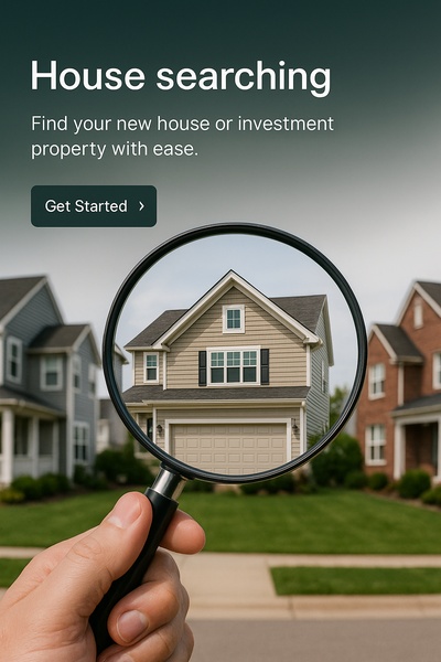 Real Estate House Searching with Magnifying Glass Concept