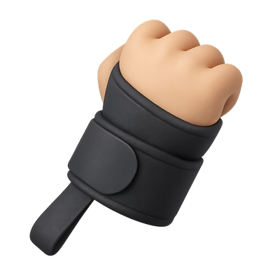 Stylized 3D Icon of a Fist with Black Wristband