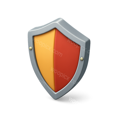 3D Shield Icon with Red and Yellow Sections