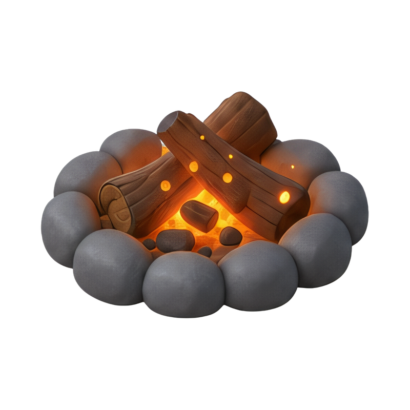 glowing campfire embers at night