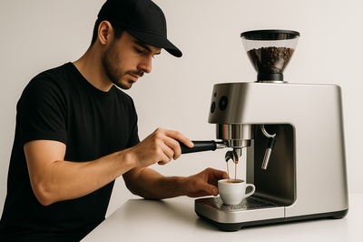 Modern Barista Preparing Espresso in Minimalist Style