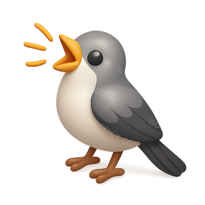 Stylized 3D Mockingbird Icon in Vibrant Colors