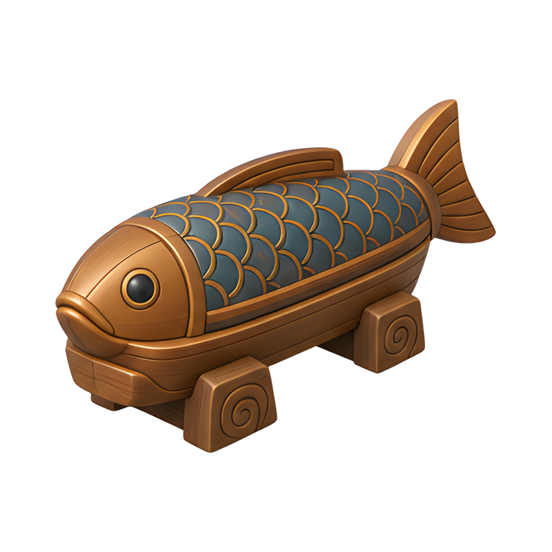 Whimsical fish-shaped coffin