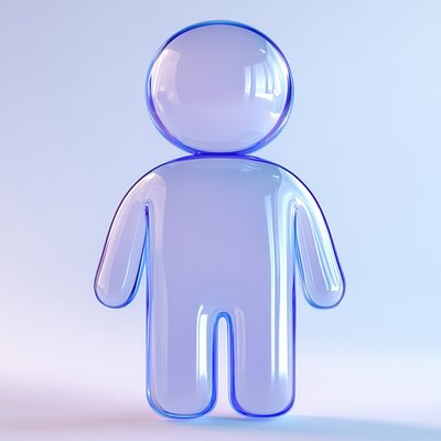 3D Transparent Character Figure with Soft Glow