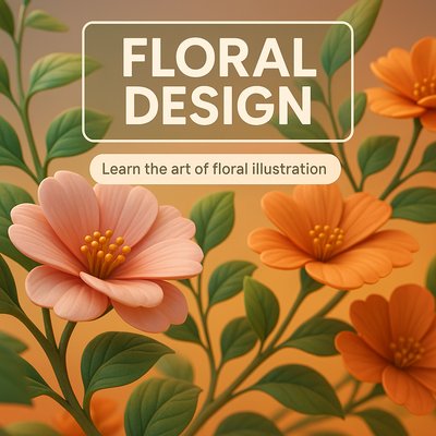 Stylized Floral Design Illustration with Engaging Typography
