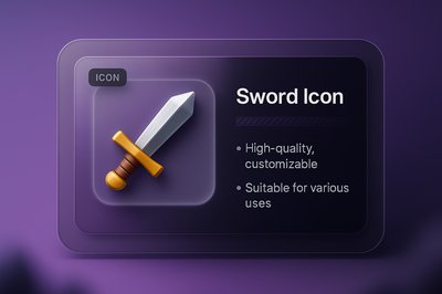 Stylish Sword Icon with Customizable Features