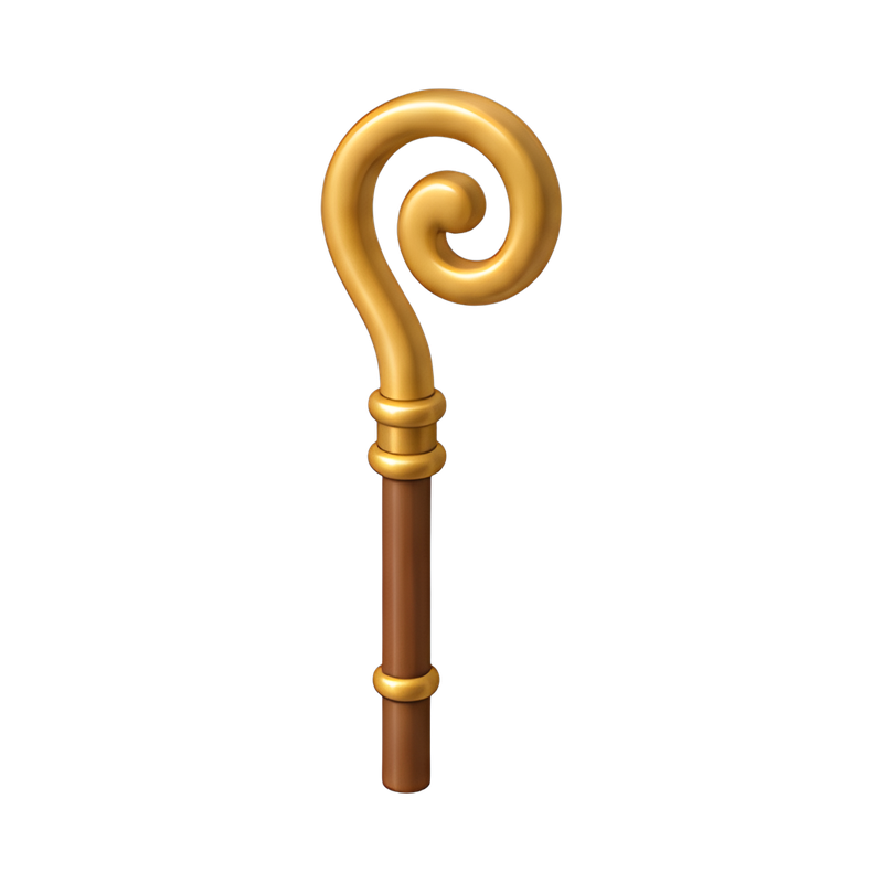 bishop's crozier with crook staff