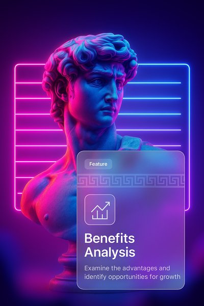 Neon Retro Synthwave David Statue with Modern Design Elements