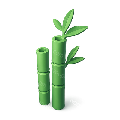 Stylized 3D Bamboo Icon with Green Hues