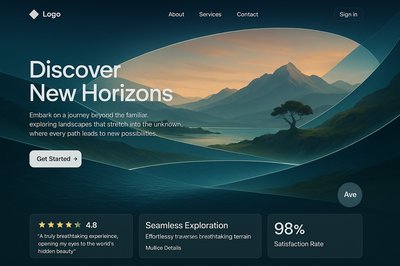 Landing Page Concept with Concentric Layers and Realistic Design