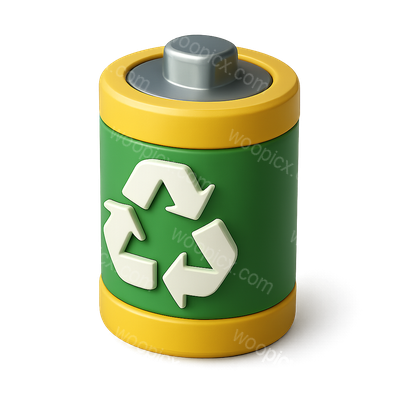 3D Battery Recycling Icon with Isometric Design