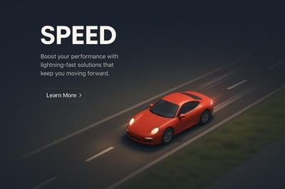 Dynamic 3D Scene Depicting Speed with a Red Sports Car